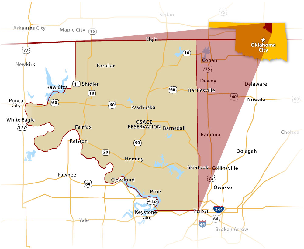 Map of Osage County OK